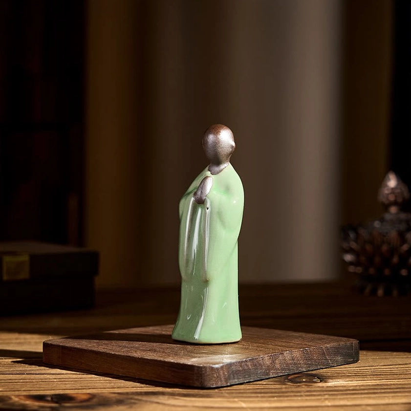 Ceramic Buddhist meditation monk statue authentic spiritual collectible figurine