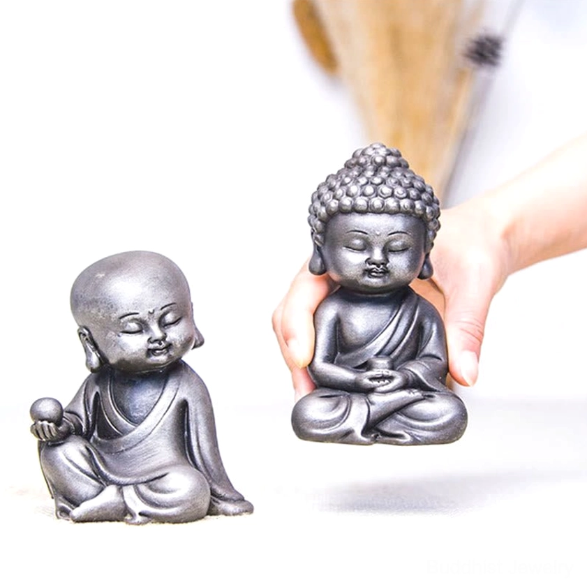 Handmade Buddhist meditation statues polished finish altar spiritual sanctuary