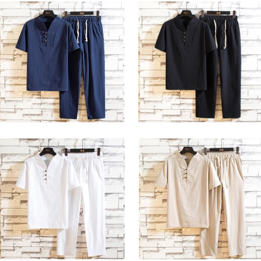 Men's Buddhist linen meditation suit size guide fit chart all sizes