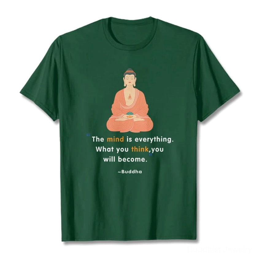 Light grey Buddhist mindfulness t-shirt flat lay front view design