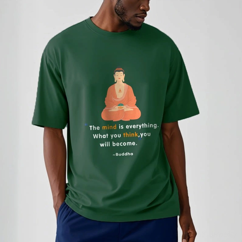 Light grey Buddhist philosophy t-shirt crew neck casual wear