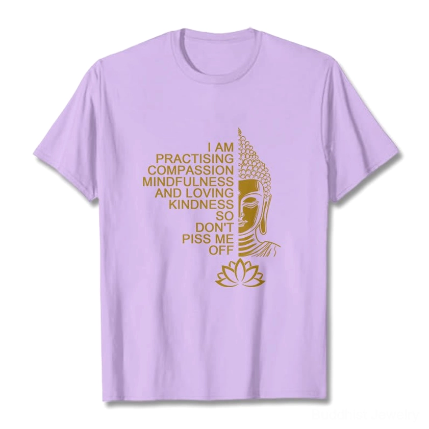 Buddhist mindfulness cotton t-shirt multiple colors available light grey cyan white black
