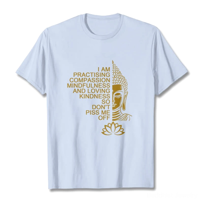 Buddhist mindfulness golden Buddha lotus cotton t-shirt lifestyle photography casual wear