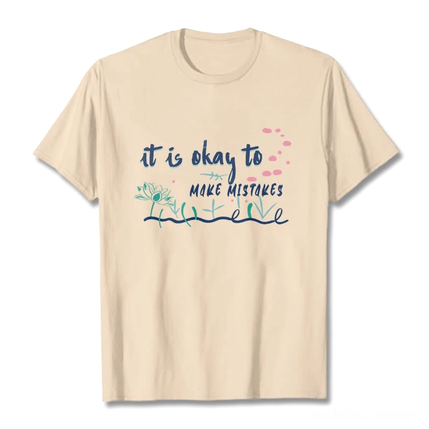 Cream beige it's okay to make mistakes graphic tee flat lay front perspective