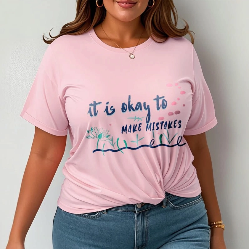 Model wearing Buddhist it's okay to make mistakes tee lifestyle casual wear photo