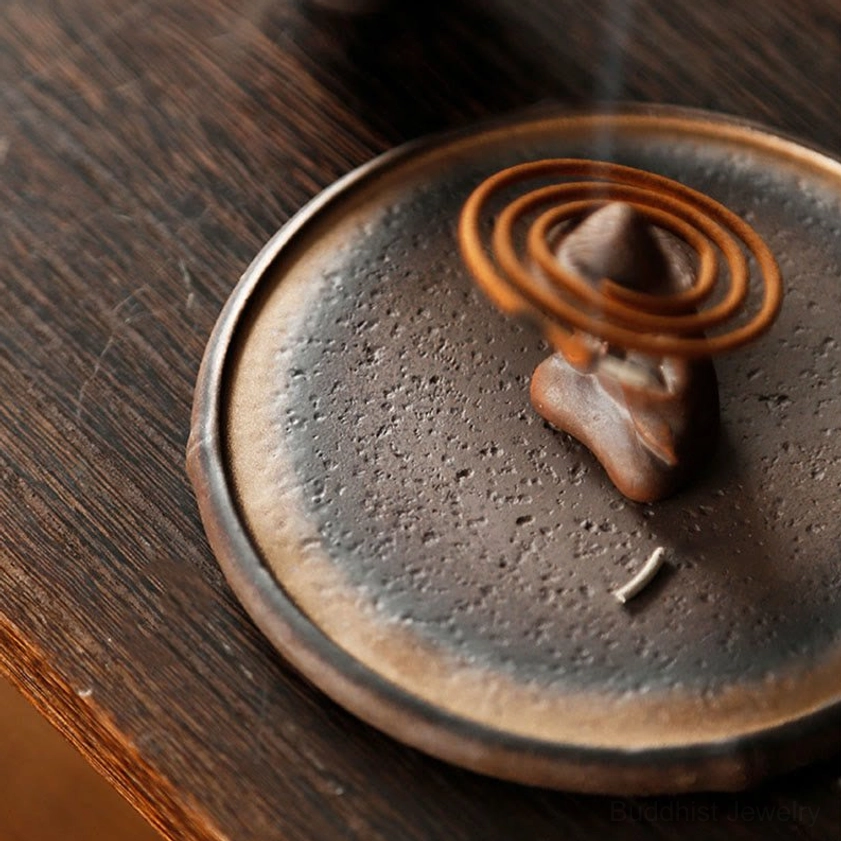 Buddhist monk ceramic incense holder perfect for meditation rooms, yoga spaces, and spiritual healing practices
