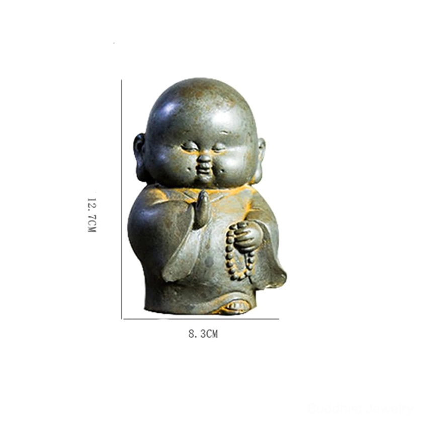 Buddhist monk meditation statue featuring iron powder resin blend with authentic handcrafted character