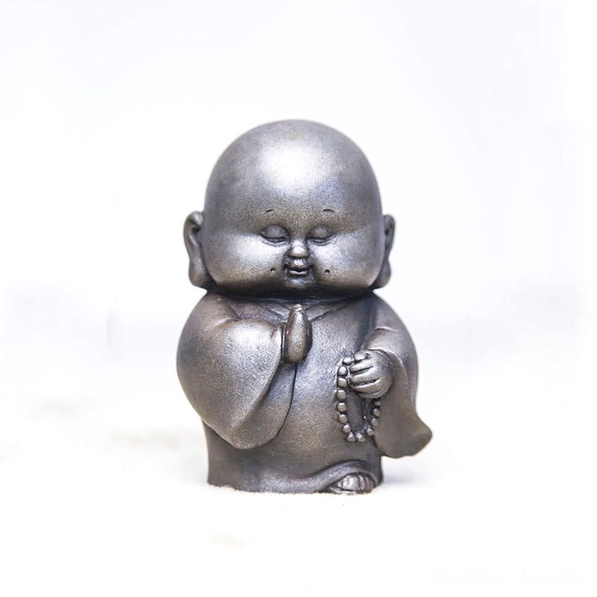 Polished Buddhist monk statue 12x8x8cm version showing refined smooth finish and contemporary design