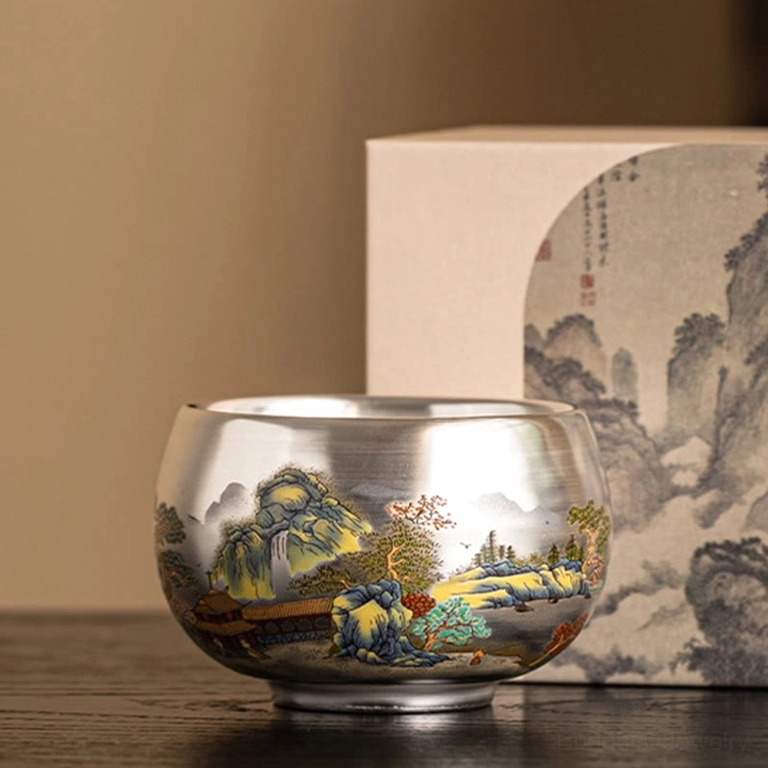 Buddhist mountains and rivers landscape tea cup 150ml traditional harmony interconnectedness design
