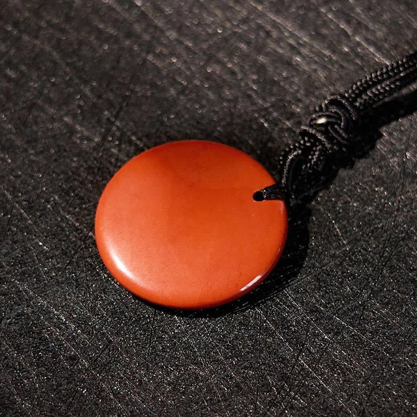 Buddhist pendant stone necklace handmade with protective symbols and crystal healing energy