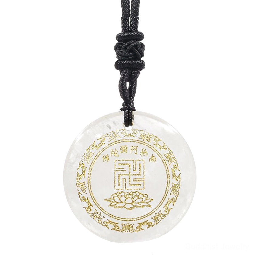 Buddhist protection necklace pendant handcrafted from natural healing crystal stone