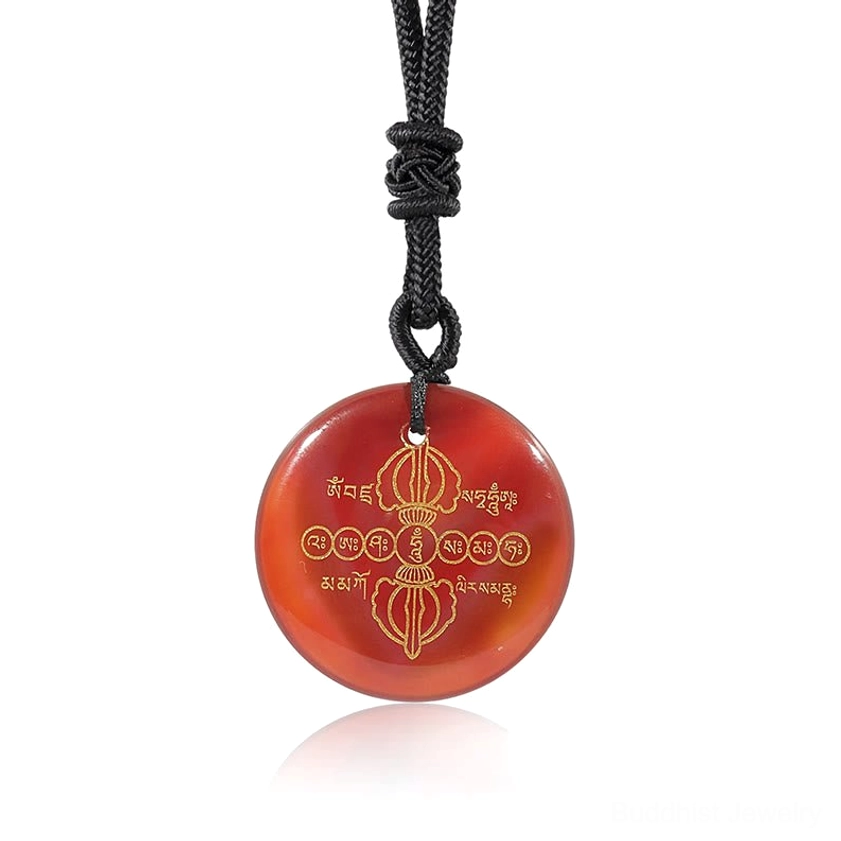 Buddhist Pendant Necklace Close Detail - Vajra Dorje Sacred Geometry Symbol