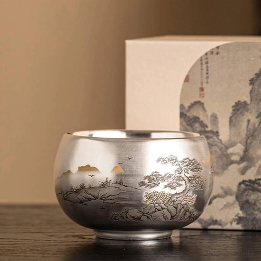 Buddhist pine tree tea cup 150ml handcrafted ceramic longevity spiritual steadfastness symbol