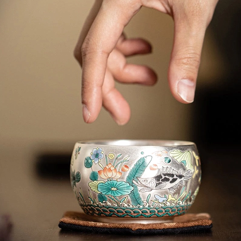 Buddhist pine tree tea cup 150ml capacity symbol of longevity resilience spiritual steadfastness evergreen