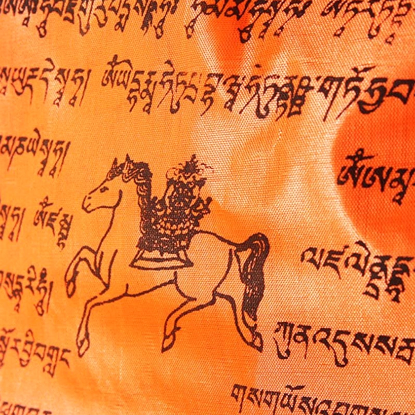 Buddhist prayer flags five-color sequence showing complete Five Elements representation in traditional arrangement