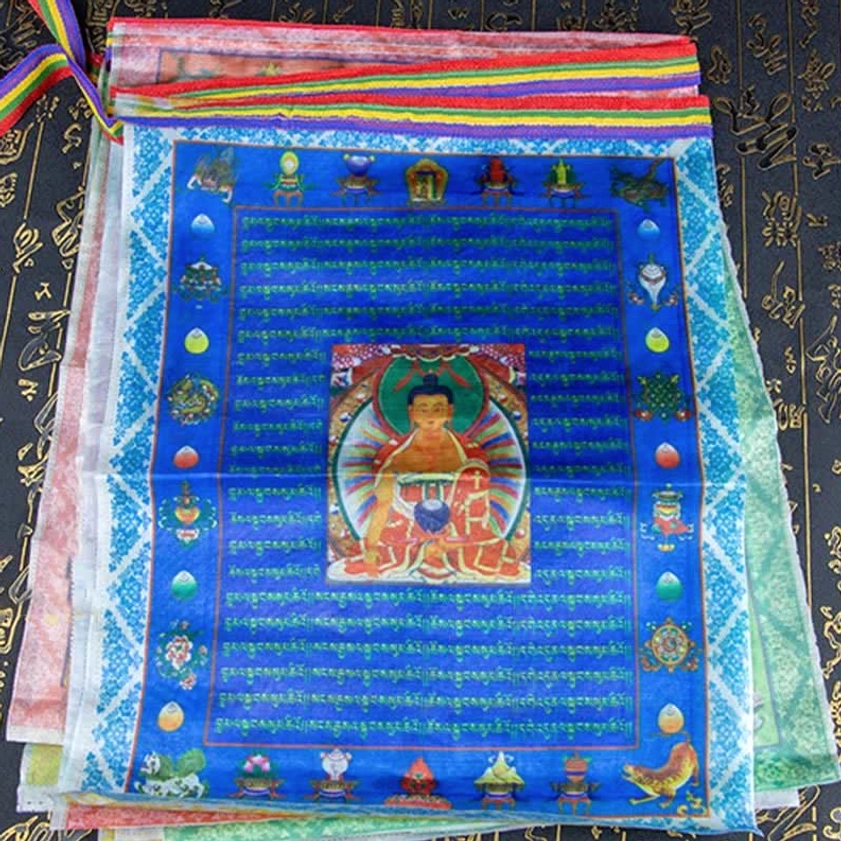 Buddhist prayer flags five elements earth water fire air sky symbolism color meanings