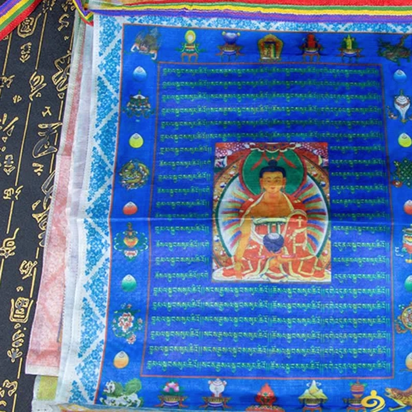 Buddhist prayer flags spiritual meditation practice mindfulness compassion blessings wind-carried prayers