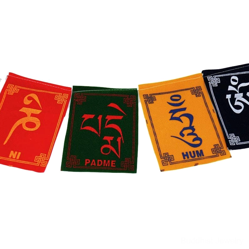 Tibetan-inspired Buddhist prayer flags spiritual decoration for meditation and mindfulness practice