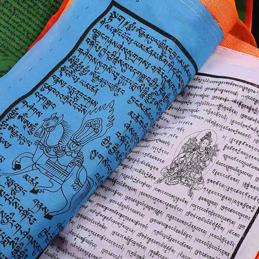 Buddhist prayer flags red element fire and transformation color representation