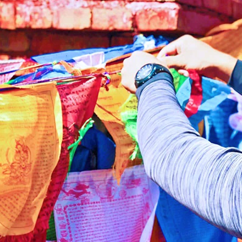 Buddhist prayer flags spiritual practice mindfulness daily reminder