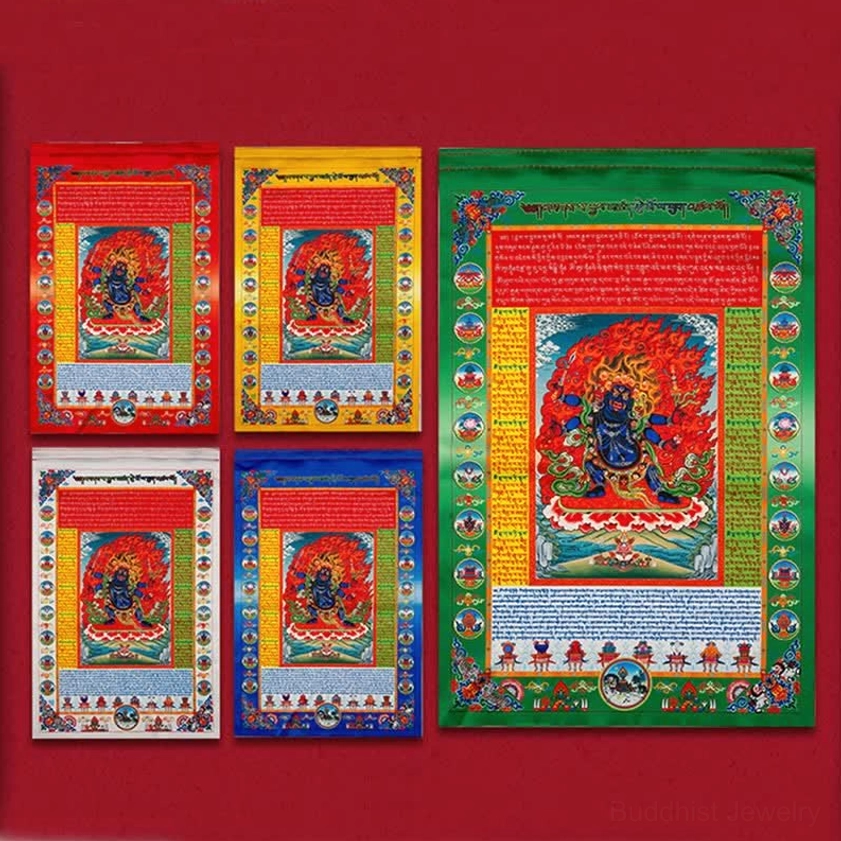 Buddhist prayer flags yoga studio meditation room spiritual atmosphere sacred environment
