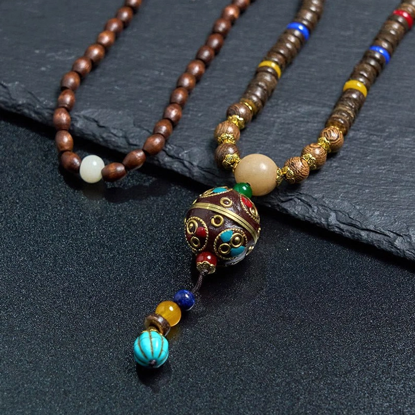 Buddhist prayer and meditation necklace with traditional design and spiritual pendant charm
