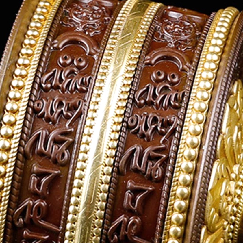 Copper Om Mani Padme Hum prayer wheel meditation spinner showing intricate handcrafted details and construction