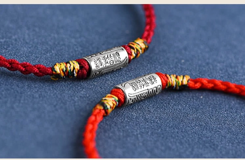 Buddhist protection bracelet with 925 sterling silver everything goes well charm, premium quality rope and metalwork showcase