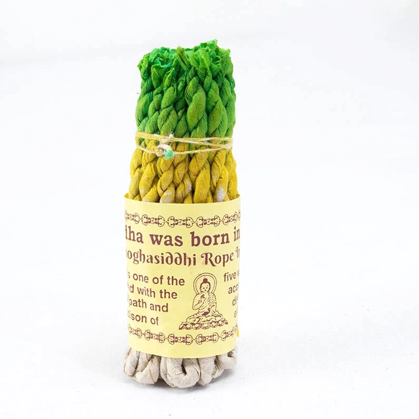 Green Buddhist rope incense 25-piece bundle for daily meditation, energy cleansing, and mindfulness practice with natural alpine herb blend