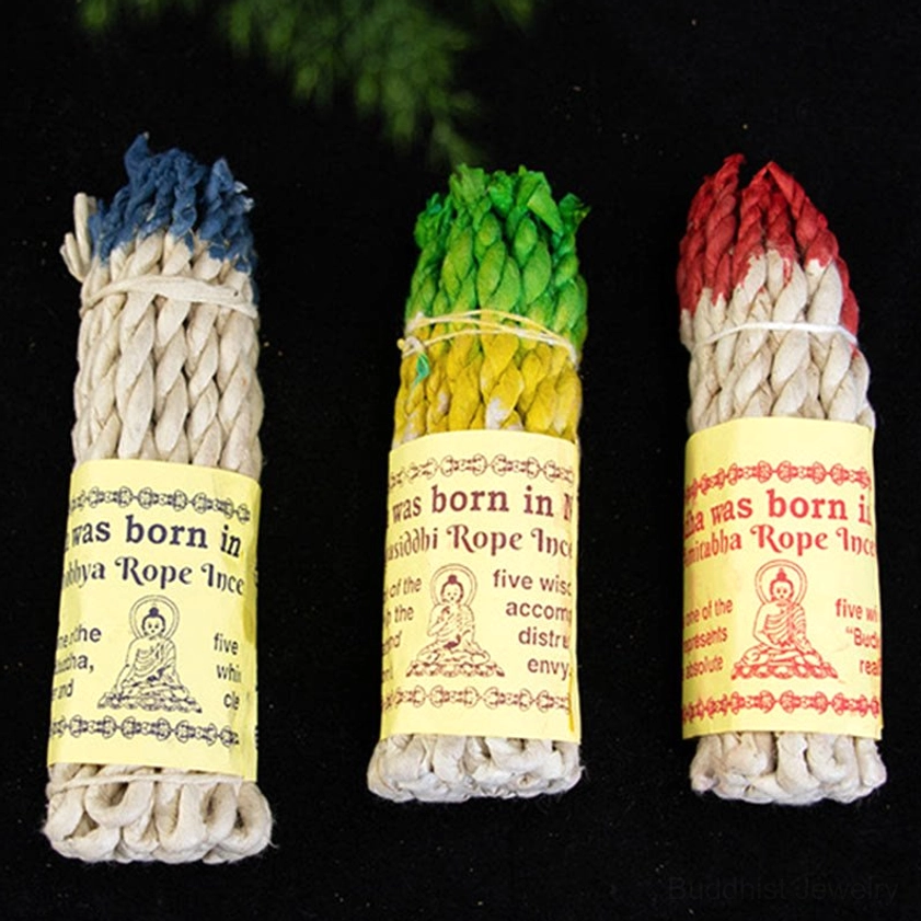 Buddhist rope incense meditation set with incense holder accessory for spiritual space cleansing and chakra balancing rituals