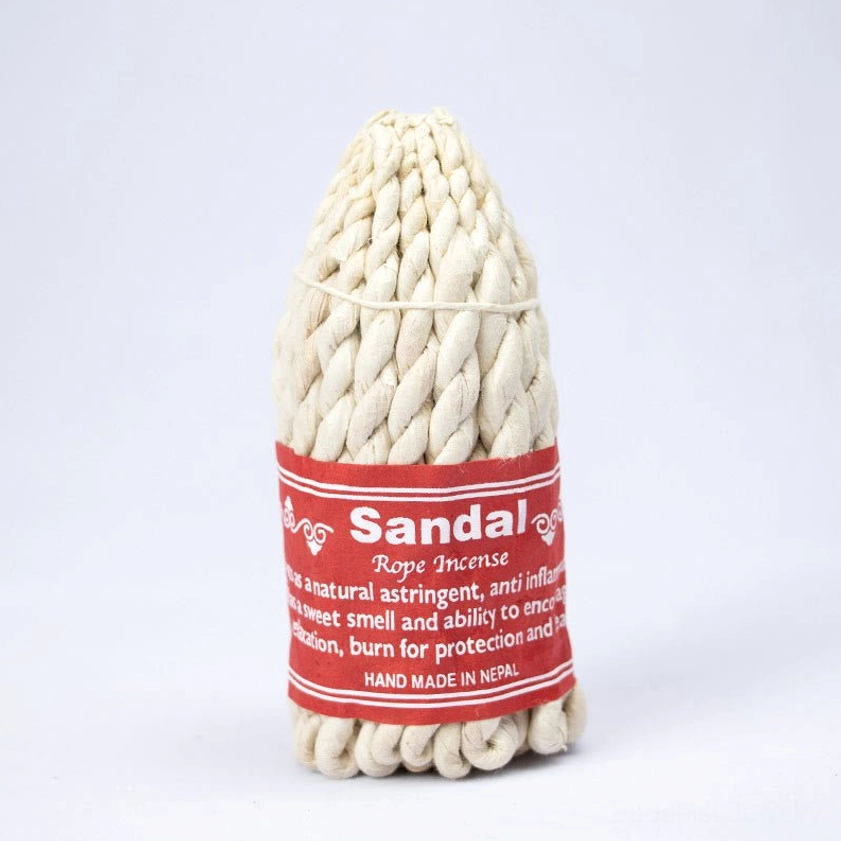 Sandalwood Buddhist rope incense for luxurious meditation, introspection, and emotional healing spiritual practice