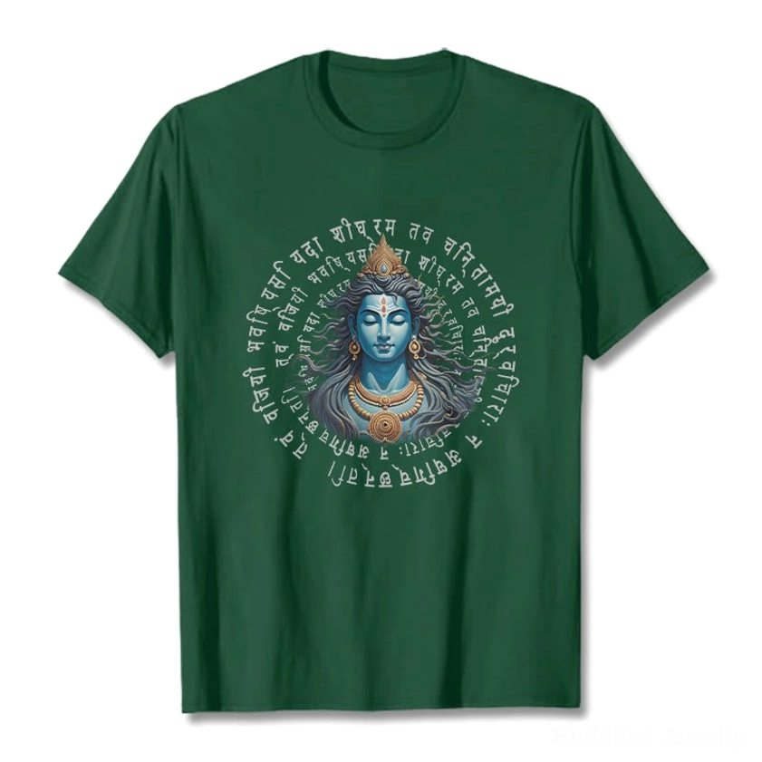 Light cyan Buddhist Sanskrit t-shirt flat lay - premium cotton with Hindu deity and mantra design