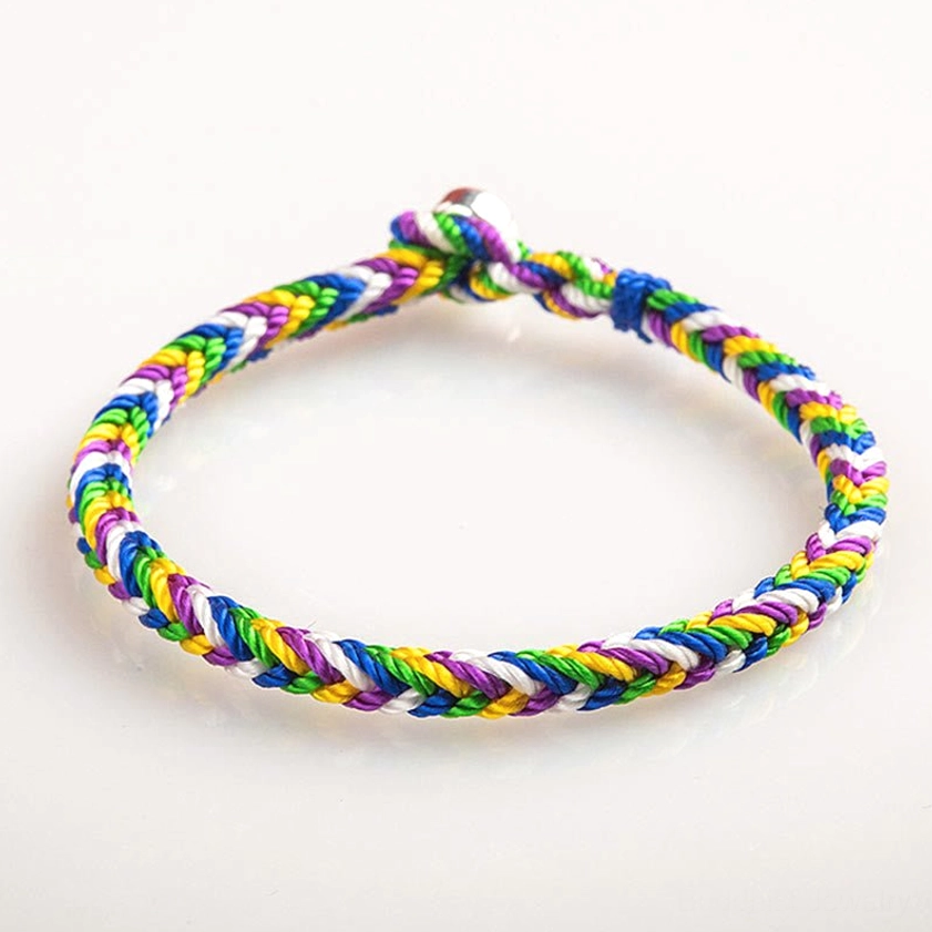Buddhist lucky bracelet with multicolor threads and silver clasp, spiritual protection jewelry for daily wear