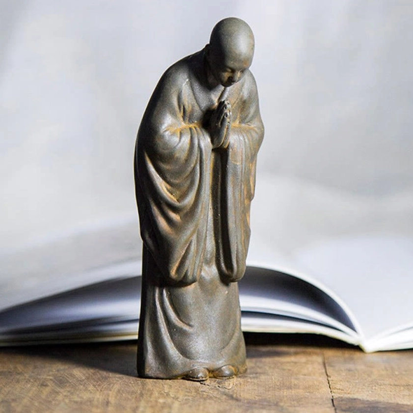Buddhist Spiritual Monk Statue with Meditation Posture - Handcrafted Resin Home Altar Decoration Piece