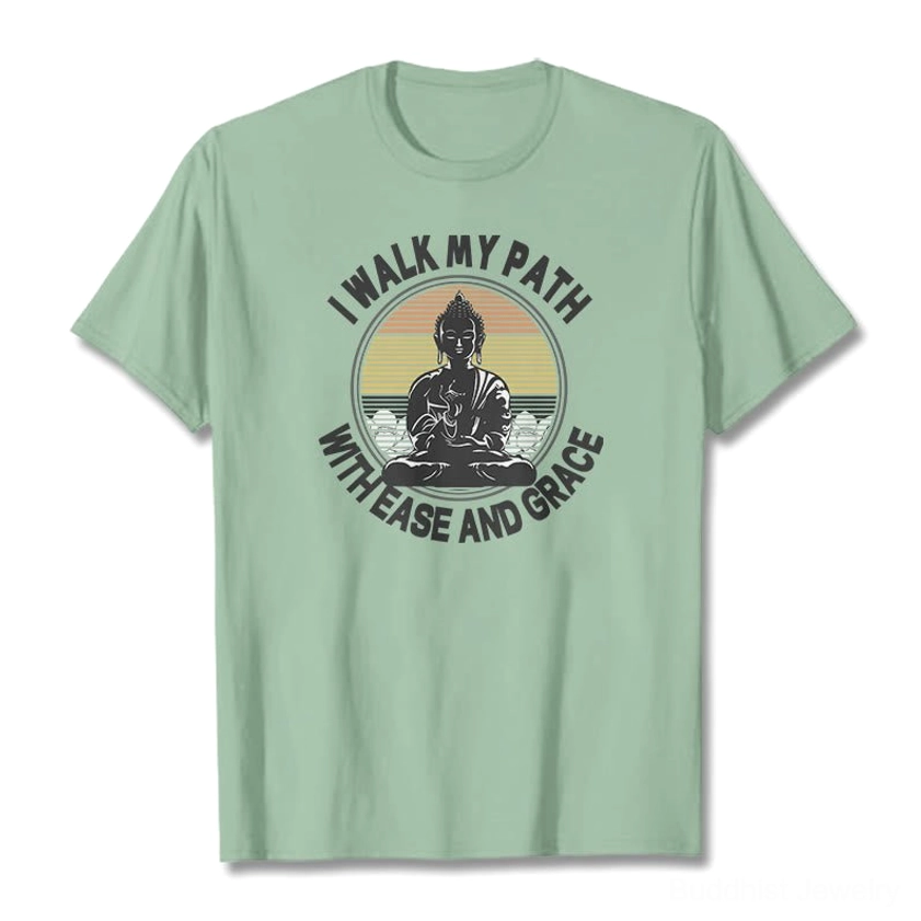 Plum purple Buddhist t-shirt ease and grace graphic detail premium cotton material