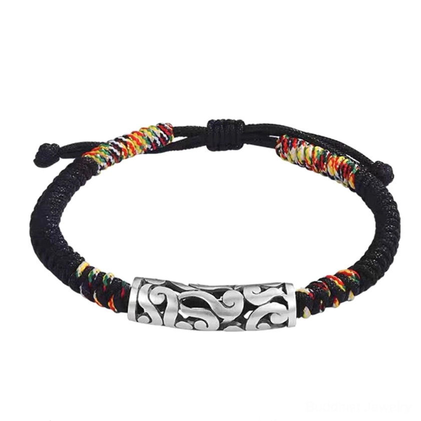 Buddhist string bracelet for good fortune and prosperity featuring copper cloud bead with premium woven rope and adjustable fit
