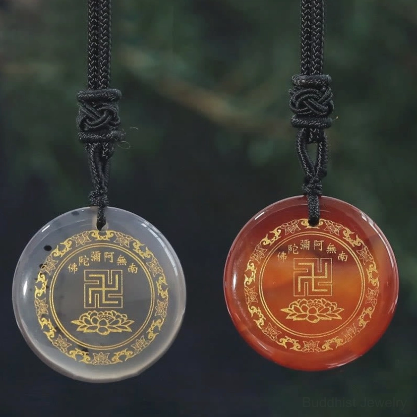 Sacred Buddhist swastika lotus pendant spiritual necklace for meditation and protection