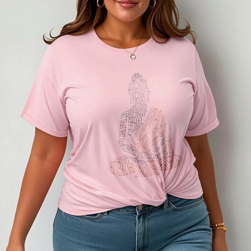 Buddhist Mindfulness Graphic T-Shirt Close-Up - Detailed View of Buddha Word-Art Print Design