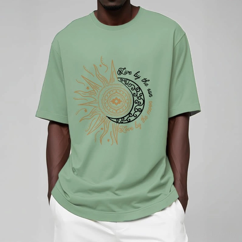 Comfort fit Live by the Sun Love by the Moon Buddhist graphic t-shirt regular unisex style