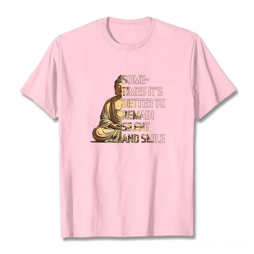 Buddhist graphic T-shirt fabric texture showing 100% premium cotton soft breathable material quality