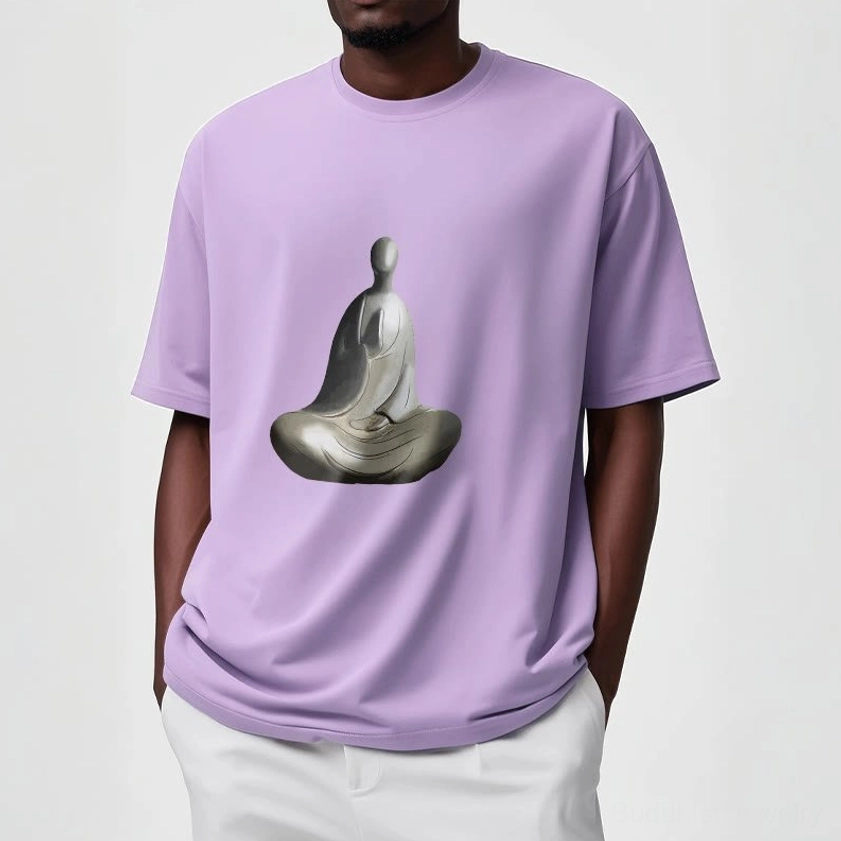 Buddhist t-shirt fabric quality and print durability showcase formless Buddha artwork