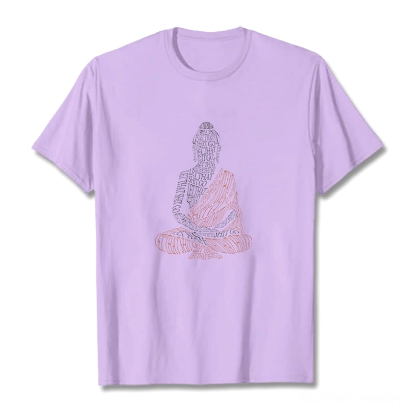 Female Model in Black Buddhist Graphic T-Shirt - Buddha Design, Casual Relaxed Fit Daily Wear