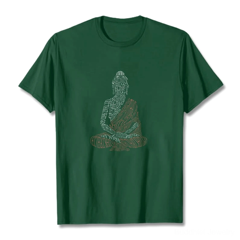 Male Model Wearing Light Grey Buddhist Graphic T-Shirt - Let Go Design Casual Fit, Lifestyle Wear