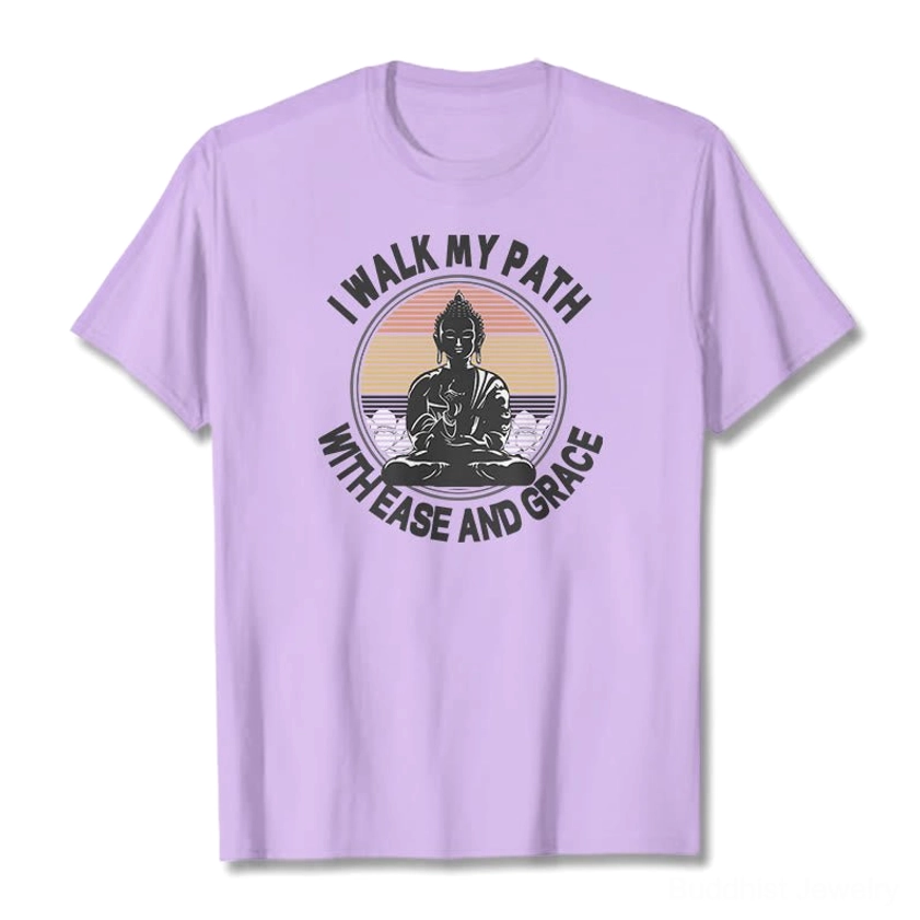Plum Buddhist graphic t-shirt flat lay ease and grace spiritual print unisex fit