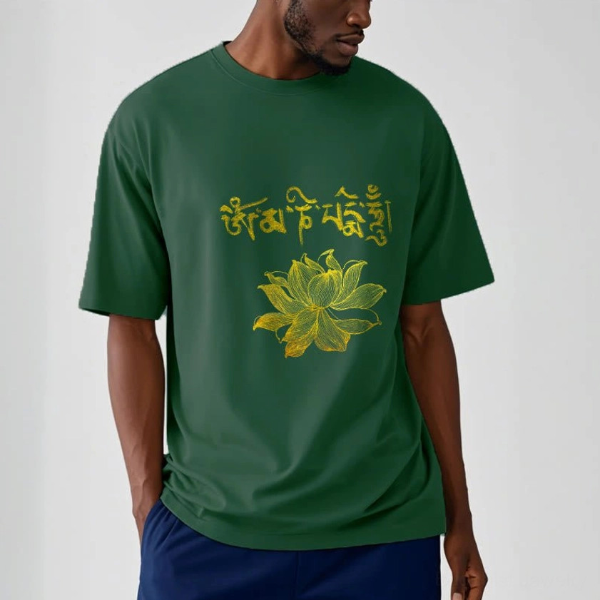 Premium 100% cotton Buddhist spiritual t-shirt material and fabric texture detail - soft knit weave