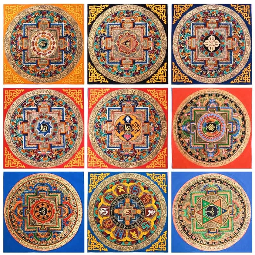 Buddhist thangka blind box contains random mandala design with unique color pattern and sacred border