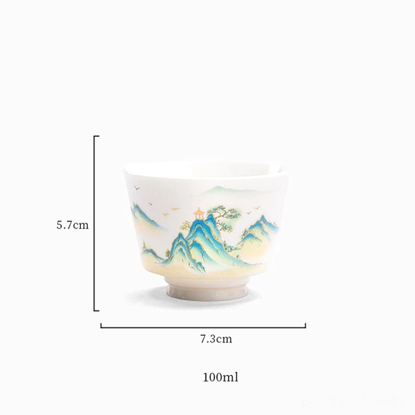 Authentic Buddhist ceramic kung fu tea cup with traditional Eastern design elements promoting mindfulness and meditation