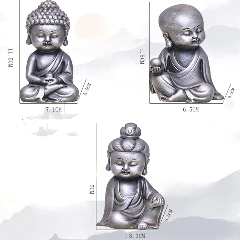 Buddhist trinity statue set meditation sculpture collection handcrafted resin