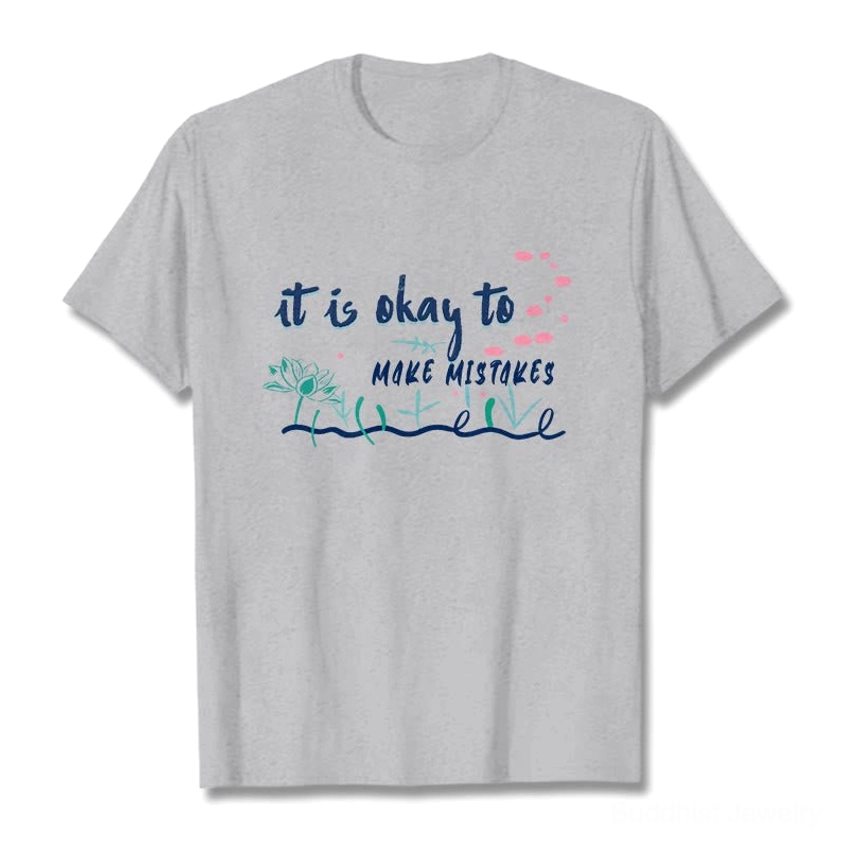 Light grey it's okay to make mistakes Buddhist tee model wearing casual styling