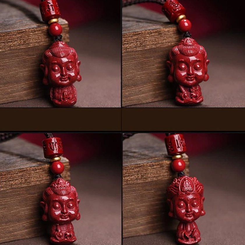 Buddhist zodiac natal Buddha cinnabar pendant collection showing all animal signs